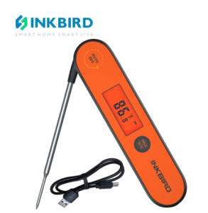 Waterproof Instant Read Thermometer Rechargeable Battery Digital BBQ Meat Cooking Food Thermometer Calibration Magnet Backlight for GrillSmoker Kitchen Oven InkBird IHT-1P