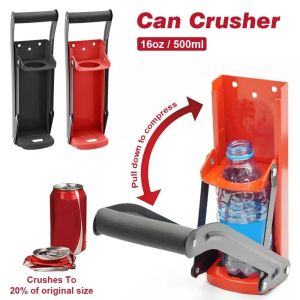 FOUNDTWO Heavy-Duty Steel Can Crusher Wall Mounted Built-in Bottle Opener Bottles Recycling Tool Space-Saving Compact Design Can Smasher Home Use