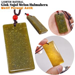Kalung Liontin Kesehatan Natural Batu Alam Giok Sojol Melon Halmahera
