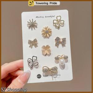 [Towering Pride] Fashion Brooch Flower Bow Brooches For Women Metal Anti-glare Lapel Pin Fixed Clothes Pins Sweater Coat Clothing Accessories