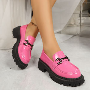 Large Size Thick-Soled Loafers For Women 2026 Spring And Autumn New College Style Slip-On Leather Shoes
