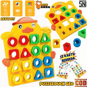 ( BISA COD ) PROMO Mainan Edukasi Anak Geometri Game Matching Puzzle Shape Geometric Duck Papan Permainan Bebek Tebak Bentuk / Mainan Anak Laki Laki / Mainan Anak Perempuan SNI Murah