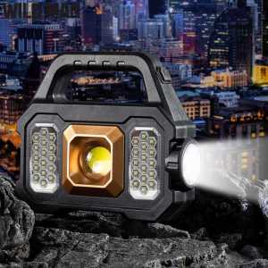 Đèn Pin Cầm Tay Đèn Rọi Cầm Tay Sạc USB Năng Lượng Mặt Trời COB Đèn Pin Điện Công Suất Cao LED Có Đèn Bên Để Cắm Trại Ngoài Trời