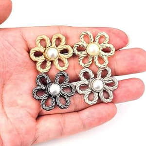 1pair Womens Flower Brooch Tighten Waist Button for Women Pants Jeans Adjustable Waist Clip