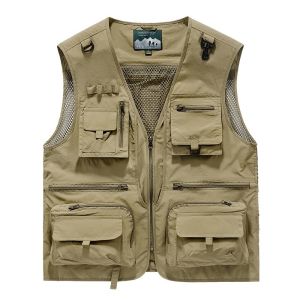 14 Pockets Summer New Men US Tactical Hiking Fishing Vest Mens Photographer Waistcoat Mesh Cargo Sleeveless Jacket Tool Vest