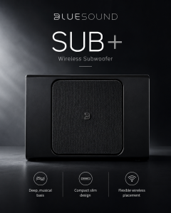 Bluesound Pulse SUB+ Wireless Subwoofer Deep musical bass Compact slim design Flexible wireless placement