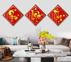 Tranh TREO TƯỜNG  Phúc Lộc Thọ TRÁNG GƯƠNGTREO PHÒNG KHÁCHTREO CẦU THANG cực đẹp SÁNG BÓNG