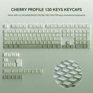 WOMIER 130 Keys GreenTopographic Side Print 5 Side Dye-Sublimation PBT Keycap Backlit Cherry Profile Key Cap For Mechanical Keyboard