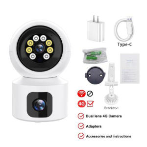 V380 Pro Dual Lens 4G SIM CCTV Indoor Auto-Tracking Two Way Audio Color Night Vision Security Camera