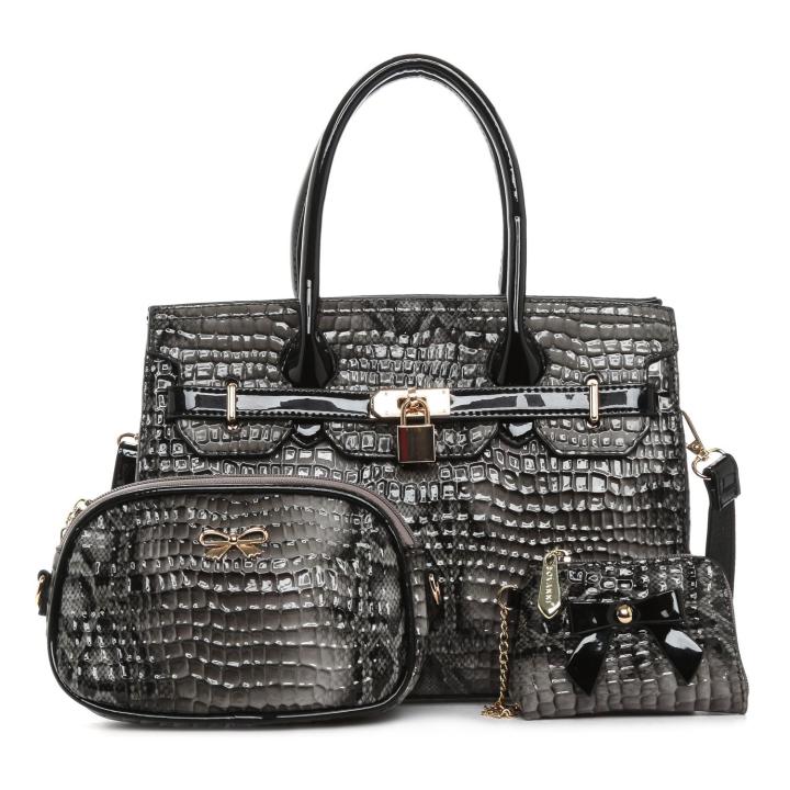 Jovanni Ladies' V904-156 Croco Handbag in Black Lazada PH