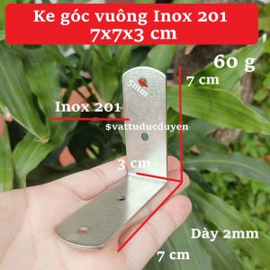 Ke góc vuông Inox 201 - 7x7x3 cm - Lỗ 5mm - Dày 2mm - #vattuducduyen