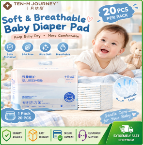 TEN-M JOURNEY Soft & Breathable Baby Diaper Pad 20 pcs per pack Safe Material BPA Free Ultra Soft Breathable Gentle Care for Your Baby