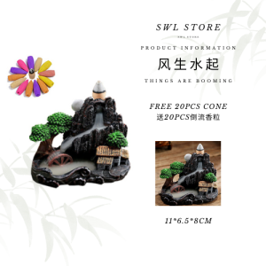 SWL 香炉 新款倒流香炉 树脂香炉 檀香炉 Backflow Incense Burner Waterfall Incense Holder Resin Incense Sticks Censer Home Decor Feng Shui Items 新年装饰品摆件