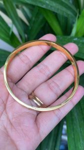 GELANG EMAS CUFF POLOS UKIR LAPIS EMAS ANTI LUNTUR