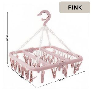 32 Clips Folding Clothes Hanger Hanging Clips for Socks Underwear Drying Rack