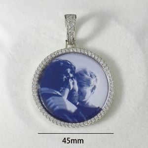 Custom Photo Pendant Large Round DIY Medallion Picture Charms Necklace Iced Out CZ Fashion Jewelry for Memory Gift