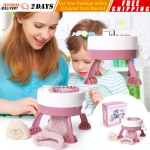 ❤️【Same Day Delivery】DIY Knitting Machine 22 Needles Kids DIY Knitting Round Loom MachineKnitting Rotating Double Knit Loom Machine Kit Make Hat Scarf