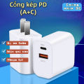 Bộ sạc PD20W Đầu sạc được chứng nhận 3C qc3.0+pd đầu sạc nhanh cổng kép. 