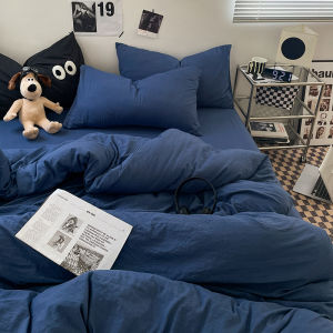 1pc Blue Duvet Cover 150x200 이불커버세트 Washed Cotton Quilt Cover Queen Size Bed Linen for Girls Boys Room (Pillowcase Need Order)2026