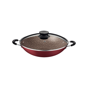 Tramontina Paris 32/36cm Wok with Tempered Glass Lid Aluminium/Non-Stick/Starflon Max