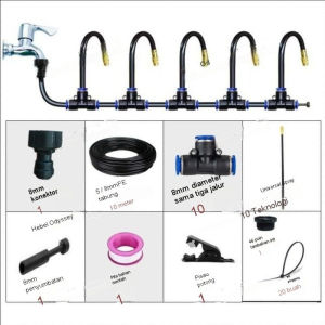 10M Kit 10 Pcs Flexible Tube with Adjustable Brass Nozzle | Paket 10 pcs Universal Micro Sprayer Mist Fleksibel Kepala Kuningan 8MM