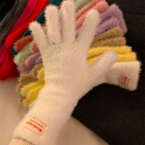 Q-1151 STORE Mink Fleece Winter Plush Gloves Soft Thick Warm Knitted Gloves Korean Full Finger Gloves Winter Accessories