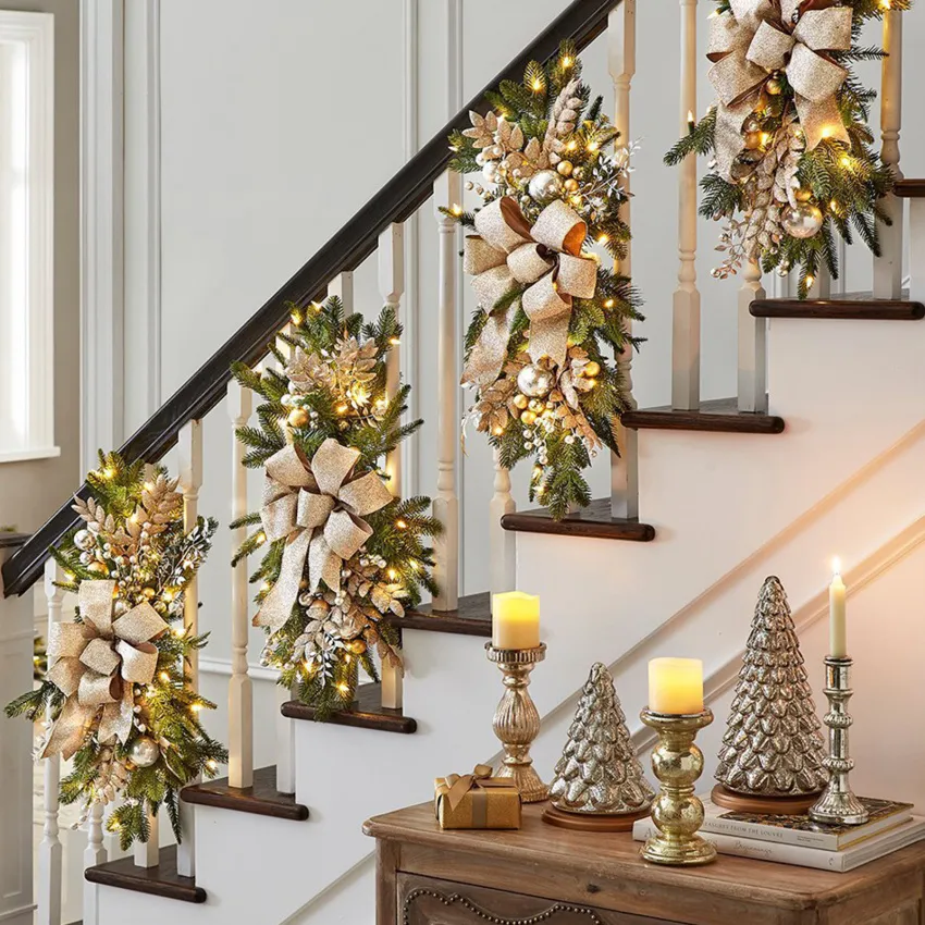Christmas stairs decorated with wreaths Christmas indoor-outdoor hanging decorations  Christmas DIY Wreath Door Window Table Stair Decor Xmas Tree Hanging  Ornaments Festival New Year Wedding Decoration - Lazada | Lazada PH