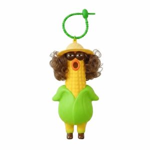 HAF0083 Flexible Screaming Chicken PVC Shrill Squishy Toy Pendant Novelty Gadget Vegetable Corn Key Chain Backpack