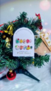 A177 PNat 10 ชิ้นต่อชุด เล็บปลอมเจลแท้แฮนด์เมด คริสต์มาสน่ารัก สั้น เกล็ดเพชร ปั้นูน มาสคอตนำโชควันคริสต์มาส อุปกรณ์*1