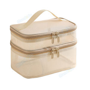 🚚 SG Seller🚚Portable Transparent Mesh Makeup Bag Large Capacity Lipstick Cosmetic Storage Bag Mesh Zipper Pouch For Travel Toiletry Makeup Pouch