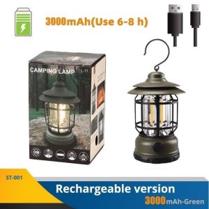 3000w Retro Camping Lantern LED Portable Tent Light COB Emergency Lamp Outdoor Camping Horse Lantern USB Light