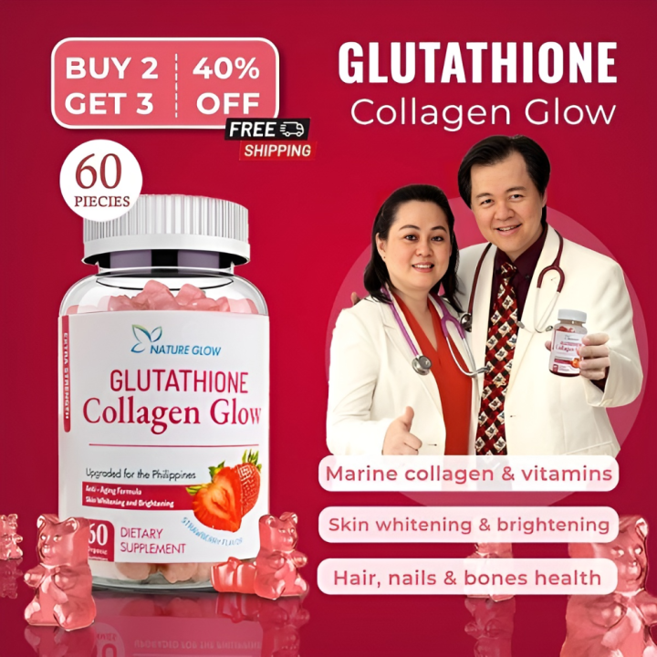 NATURE GLOW Glutathione Collagen Gummies Anti-Aging Whitening Skin ...