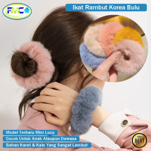 Ikat Rambut Korea Bulu Halus Elastis Wanita Lucu Polos Ikat Rambut Scrunchie Bulu Sedang Anak Dan Dewasa Premium