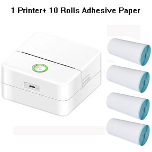 Mini Pocket Printer Wireless Smart Handheld Label Mobile Phone Photo Inkless Printing Blue tooth Portable Thermal Printers with 10 Rolls Adhesive Paper