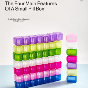 Easy To Carry Pill Box Storage Box Safe And Durable Grid Environmentally Friendly Materials Light Luxury 7Day Medicine Box Sealed And Dustproof Nail Accessories Storage