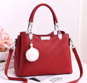 BJ21933 - BLACK/BROWN/GREEN/KHAKI/PINK/RED - TAS SLEMPANG JINJING TOTEBAG HANDBAG FREE POM POM TAS WANITA FASHION IMPORT MODIS ELEGAN TERMURAH TERLARIS TERBARU TAS BATAM LT1059 CR7491 totebag tas JT1933 GT1862 BQ3358