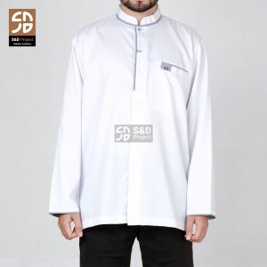 Baju Koko Katun Toyobo Lengan Panjang Putih Ukuran M L XL