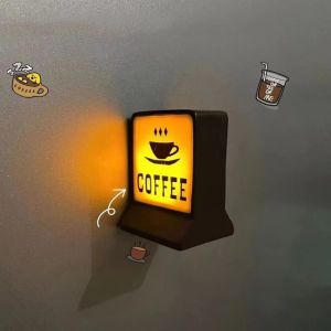 T6JOB1 Creative Coffee Shop Fridge Three-Dimensional Cute Cat Model Coffee Shop Light Signs Unique Ornament Bar Luminous Light Boxes Home