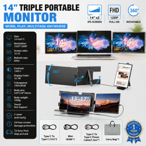 【Local Warehouse】DOVVA 14/15.6" Single/Dual Screen Extender Portable Monitor Triple For 14-16" Laptops