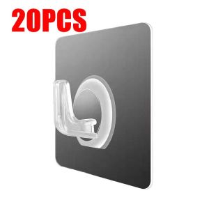 50PCS Transparent Strong Self Adhesive Wall Hooks No Drill for Door Kitchen Bathroom Organizer