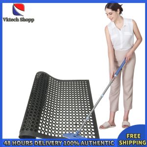 Vktech Non-Slip Rubber Kitchen Mat Anti Fatigue Drainage Floor Mat for Restaurant and Cafe Settings