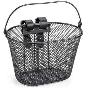 Childrens Bicycles Front Basket Metal Bikes Basket with Adjustable Belt Handlebars Storage Container Easy to Install