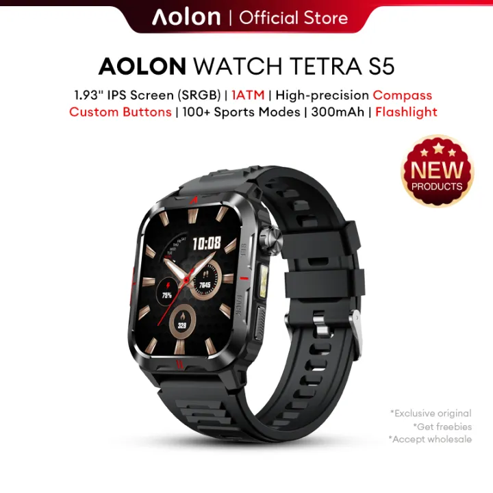 Aolon%20Tetra%20S5%20Fitness%20Tracker%20Smartwatch%20with%20HD%20Display,%20Heart%20Rate%20&%20Sleep%20Monitoring,%201.96"%20Touchscreen,%20420mAh,%203ATM%20Waterproof%20-%20New%20-%20Image%202
