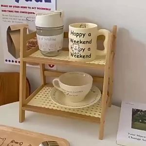 SG Stock 2-Tier Bamboo Kitchen Countertop Shelf Freestanding Spice Rack Organizer for Condiments & Tableware
