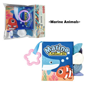 Baby animal tail 3D soft cloth book Infant Early Learning Sensory Book. With built-in squeaker. HEYBABE.