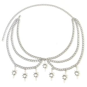 Phụ Nữ nhiều lớp thắt lưng phong cách Rock chuỗi với tinh tế mặt hình trái tim cho mặc hàng ngày