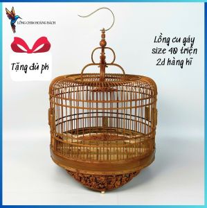 Lồng Chim cu gáy size 40 triện cnc 2D cao cấp chất liệu tre gì cật tặng đầy đủ phụ kiện đẹp