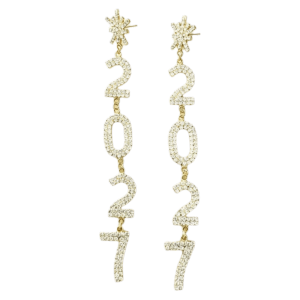 PYA94 1 Pair/Set Rhinestone 2027 Long Drop Earring Elegant Fashion 2027 Number Pendant Earrings European and American Style Temperament WomenS Earrings Party