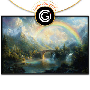 Tranh cầu vòng phong cảnh sơn thủy hữu tình phong thủy hút tài lộc.Tranh treo tườngdán tường phòng khách.CGI-1220