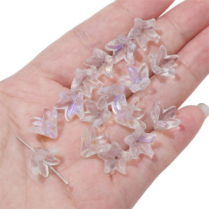 20pcs Lampwork Glass Lily Flowers Beads Loose Spacer Beads for Earring Necklace Keychain DIY Jewelry Making Beads Cap